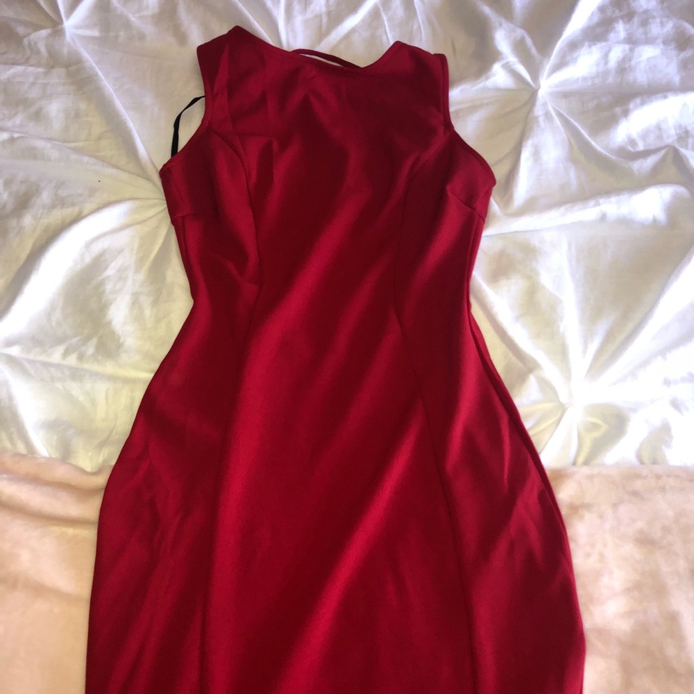 Red floor length dress